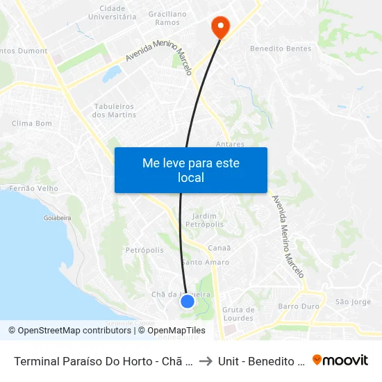 Terminal Paraíso Do Horto - Chã De Jaqueira to Unit - Benedito Bentes map