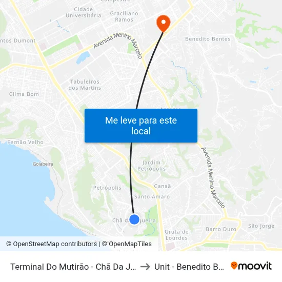 Terminal Do Mutirão - Chã Da Jaqueira to Unit - Benedito Bentes map