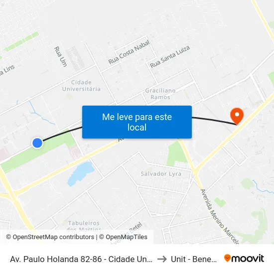Av. Paulo Holanda 82-86 - Cidade Universitária Maceió - Al Brasil to Unit - Benedito Bentes map