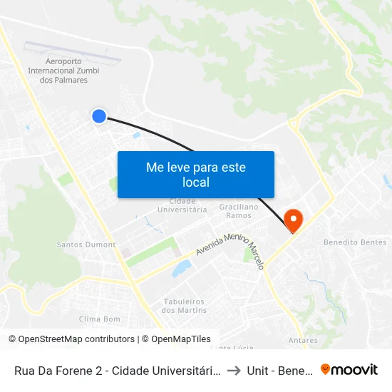Rua Da Forene 2 - Cidade Universitária Maceió - Al 57072-294 Brasil to Unit - Benedito Bentes map