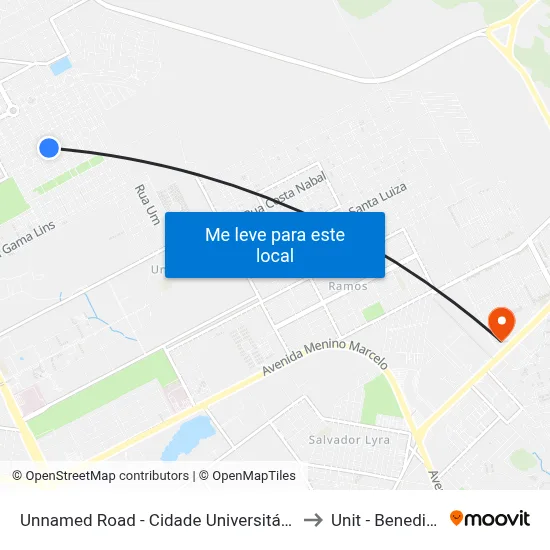 Unnamed Road - Cidade Universitária Maceió - Al Brazil to Unit - Benedito Bentes map