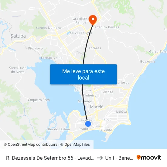 R. Dezesseis De Setembro 56 - Levada Maceió - Al 57017-020 Brasil to Unit - Benedito Bentes map