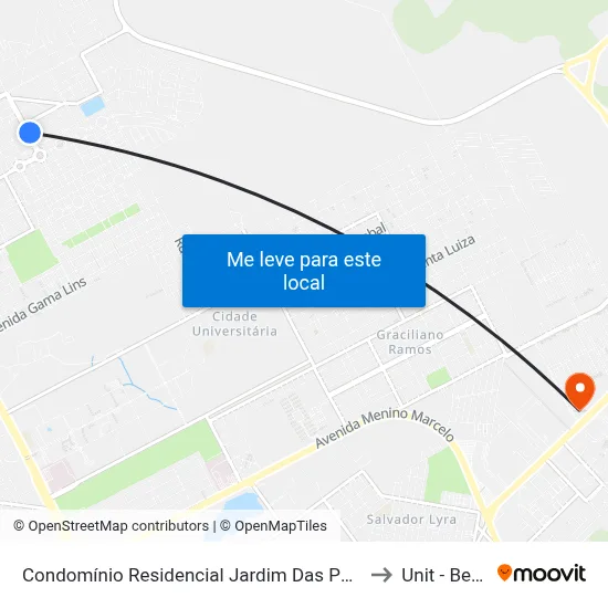 Condomínio Residencial Jardim Das Palmeiras - Cidade Universitária Maceió - Al Brasil to Unit - Benedito Bentes map