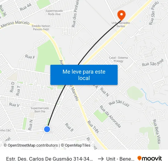 Estr. Des. Carlos De Gusmão 314-342 - Santa Lúcia Maceió - Al Brazil to Unit - Benedito Bentes map