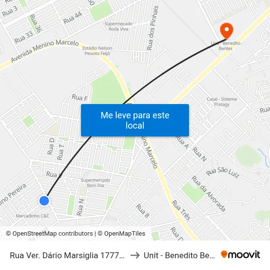 Rua Ver. Dário Marsiglia 1777-1937 to Unit - Benedito Bentes map