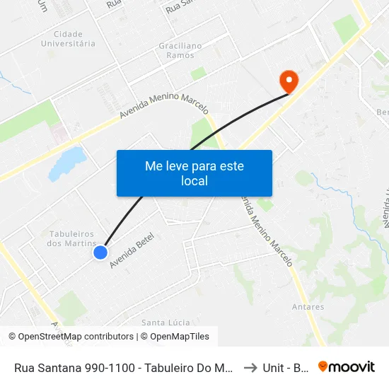 Rua Santana 990-1100 - Tabuleiro Do Martins Maceió - Al 57081-020 República Federativa Do Brasil to Unit - Benedito Bentes map