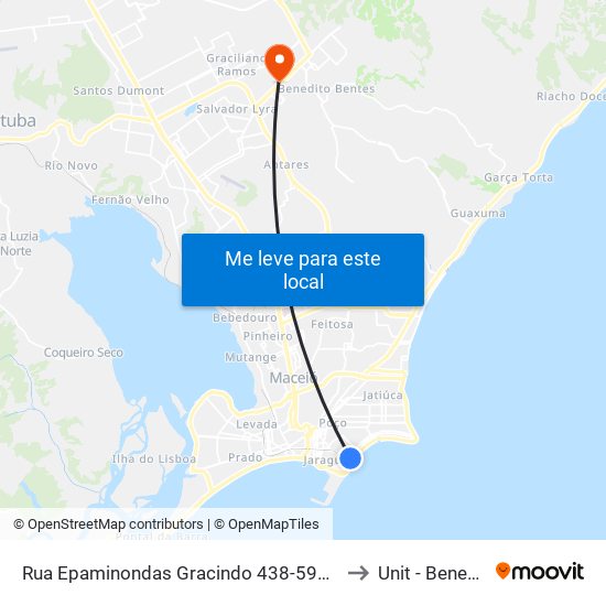 Rua Epaminondas Gracindo 438-590 - Pajuçara Maceió - Al Brasil to Unit - Benedito Bentes map