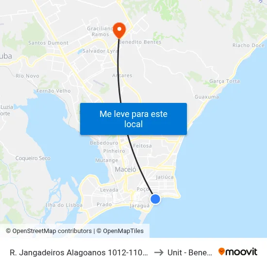 R. Jangadeiros Alagoanos 1012-1100 - Pajuçara Maceió - Al Brasil to Unit - Benedito Bentes map