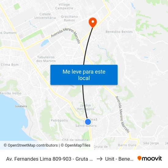 Av. Fernandes Lima 809-903 - Gruta De Lourdes Maceió - Al Brasil to Unit - Benedito Bentes map