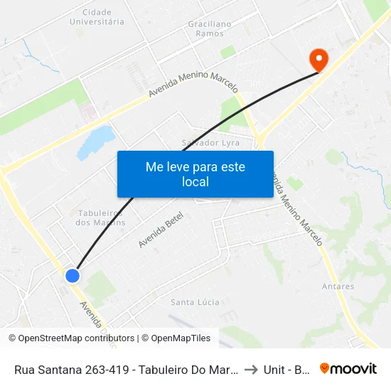 Rua Santana 263-419 - Tabuleiro Do Martins Maceió - Al 57081-020 República Federativa Do Brasil to Unit - Benedito Bentes map