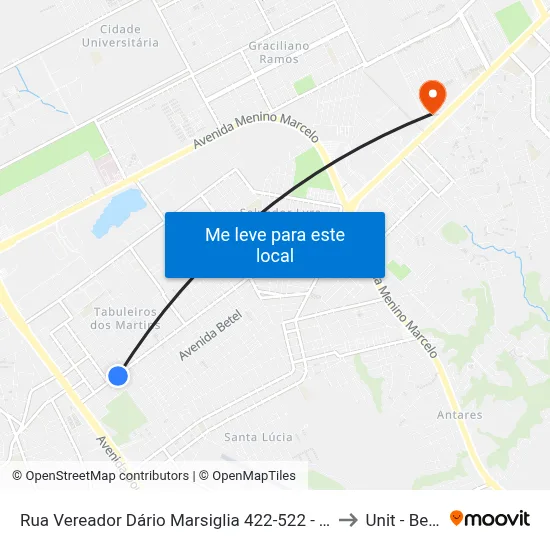 Rua Vereador Dário Marsiglia 422-522 - Tabuleiro Do Martins Maceió - Al 57081-020 Brasil to Unit - Benedito Bentes map