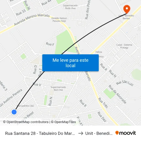 Rua Santana 28 - Tabuleiro Do Martins Maceió - Al Brasil to Unit - Benedito Bentes map