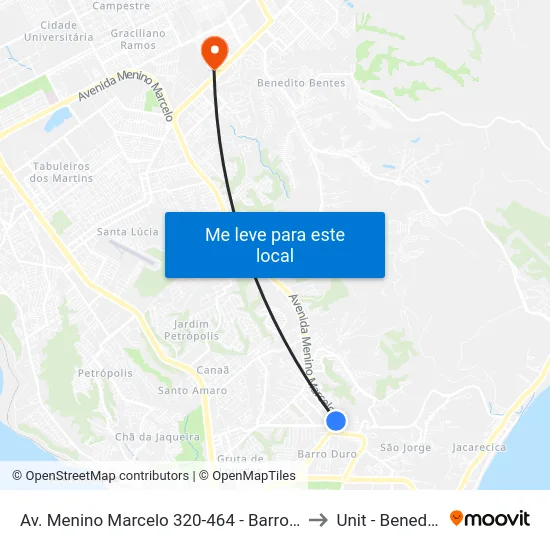 Av. Menino Marcelo 320-464 - Barro Duro Maceió - Al Brasil to Unit - Benedito Bentes map