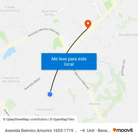 Avenida Belmiro Amorim 1653-1719 - Santa Lúcia Maceió - Al Brasil to Unit - Benedito Bentes map