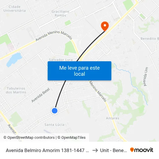 Avenida Belmiro Amorim 1381-1447 - Santa Lúcia Maceió - Al Brasil to Unit - Benedito Bentes map