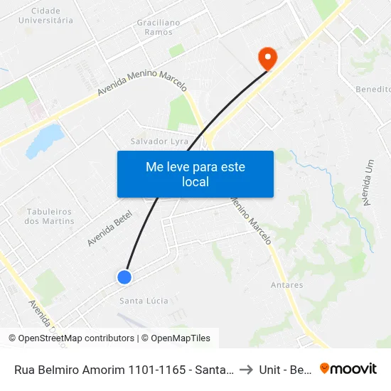 Rua Belmiro Amorim 1101-1165 - Santa Lúcia Maceió - Al República Federativa Do Brasil to Unit - Benedito Bentes map
