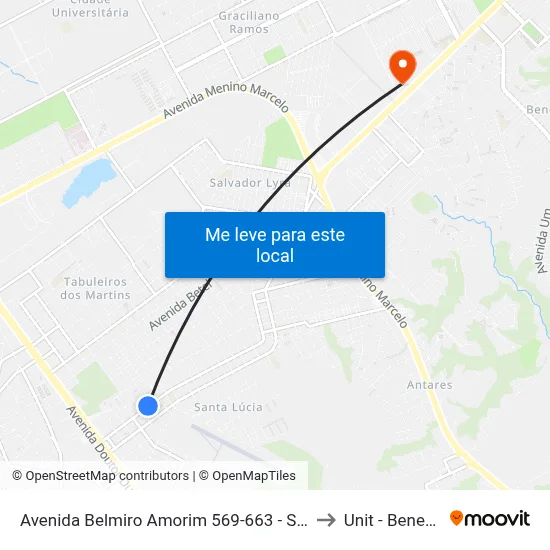 Avenida Belmiro Amorim 569-663 - Santa Lúcia Maceió - Al Brasil to Unit - Benedito Bentes map