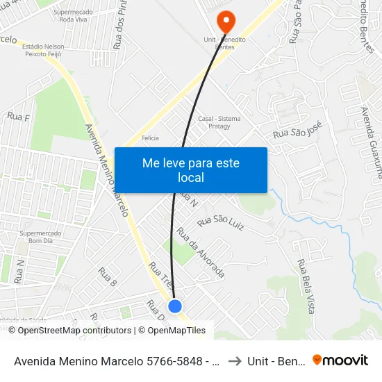 Avenida Menino Marcelo 5766-5848 - Barro Duro Maceió - Al 57081-385 Brasil to Unit - Benedito Bentes map