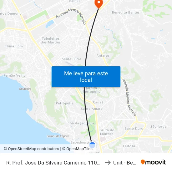 R. Prof. José Da Silveira Camerino 1105-1135 - Pinheiro Maceió - Al 57057-250 Brasil to Unit - Benedito Bentes map