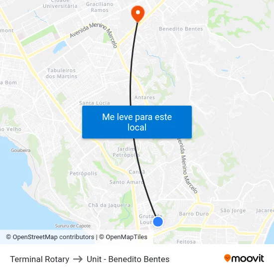 Terminal Rotary to Unit - Benedito Bentes map