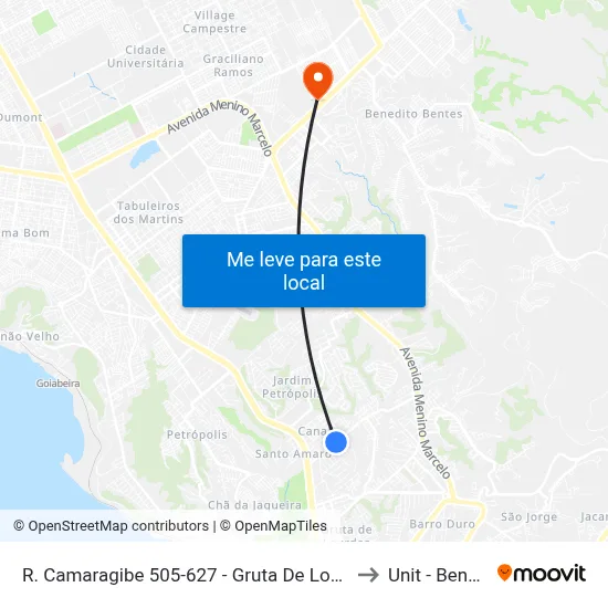 R. Camaragibe 505-627 - Gruta De Lourdes Maceió - Al 57045-850 Brasil to Unit - Benedito Bentes map