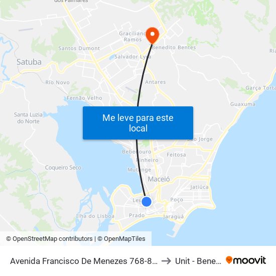 Avenida Francisco De Menezes 768-858 - Bom Parto Maceió - Al Brasil to Unit - Benedito Bentes map
