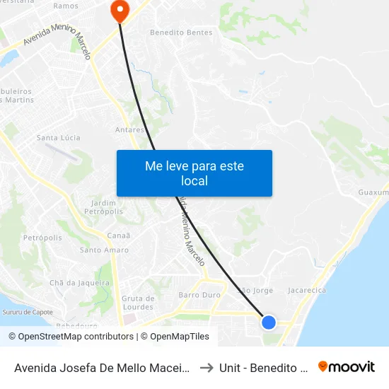 Avenida Josefa De Mello Maceió - Al Brasil to Unit - Benedito Bentes map