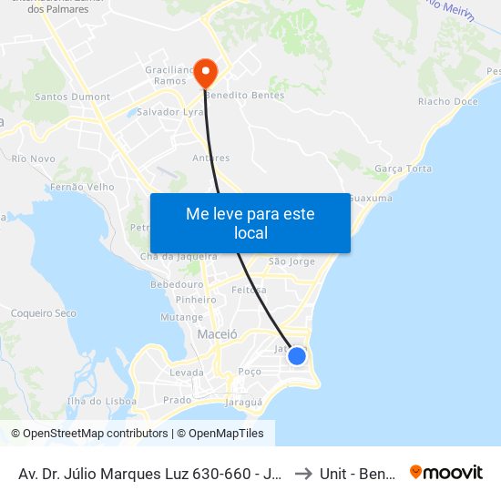 Av. Dr. Júlio Marques Luz 630-660 - Jatiúca Maceió - Al 57035-700 Brasil to Unit - Benedito Bentes map