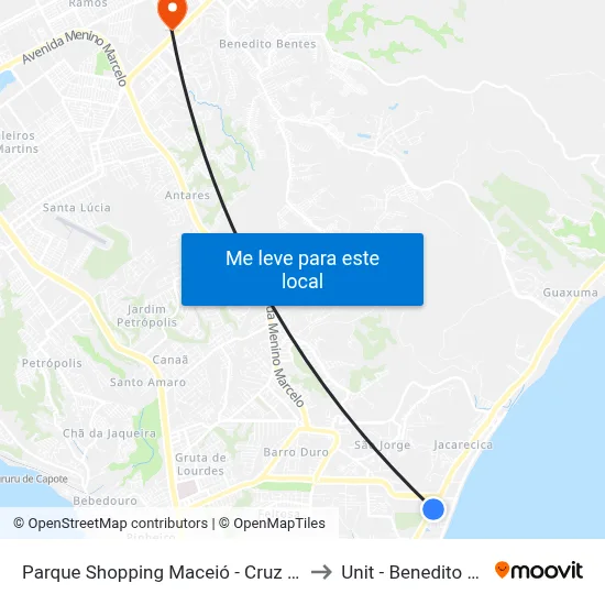 Parque Shopping Maceió - Cruz Das Almas to Unit - Benedito Bentes map