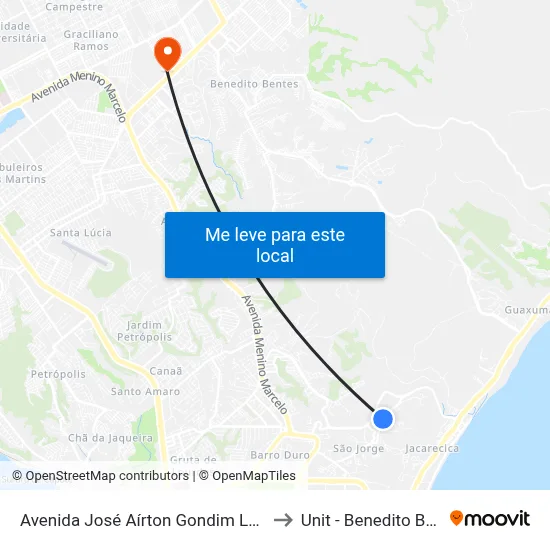 Avenida José Aírton Gondim Lamenha to Unit - Benedito Bentes map