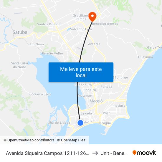 Avenida Siqueira Campos 1211-1263 - Prado Maceió - Al Brasil to Unit - Benedito Bentes map