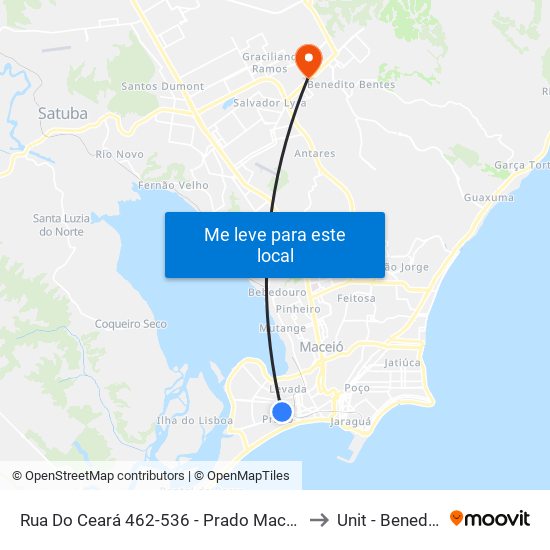 Rua Do Ceará 462-536 - Prado Maceió - Al 57010-350 Brasil to Unit - Benedito Bentes map
