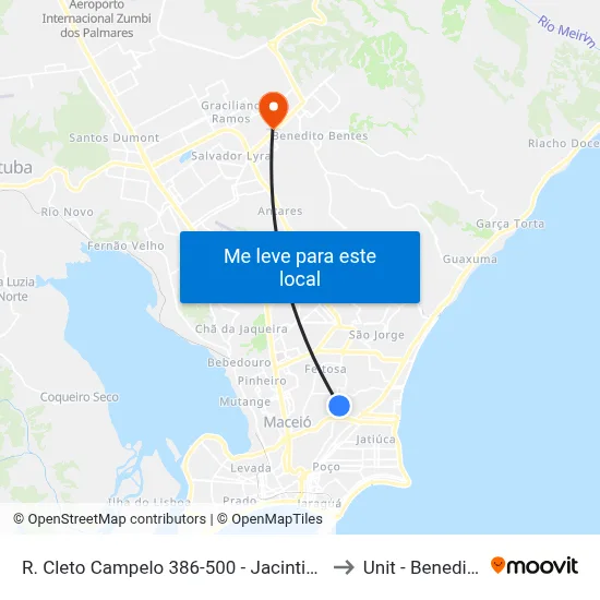 R. Cleto Campelo 386-500 - Jacintinho Maceió - Al Brasil to Unit - Benedito Bentes map