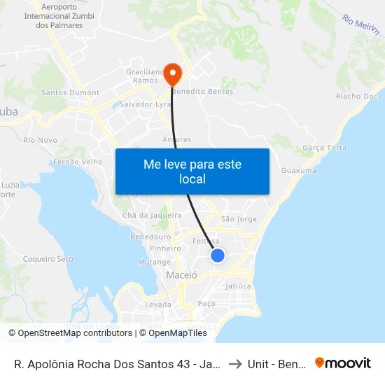 R. Apolônia Rocha Dos Santos 43 - Jacintinho Maceió - Al 57041-300 Brasil to Unit - Benedito Bentes map