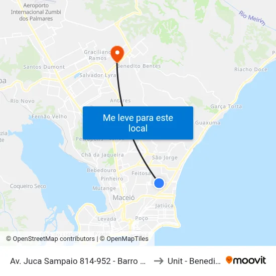 Av. Juca Sampaio 814-952 - Barro Duro Maceió - Al Brasil to Unit - Benedito Bentes map