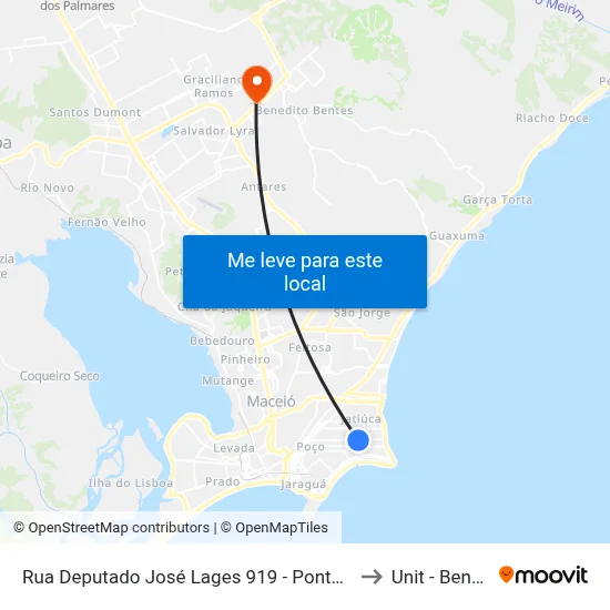 Rua Deputado José Lages 919 - Ponta Verde Maceió - Al 57035-330 Brasil to Unit - Benedito Bentes map