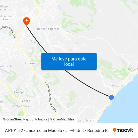 Al-101 52 - Jacarecica Maceió - Al Brasil to Unit - Benedito Bentes map