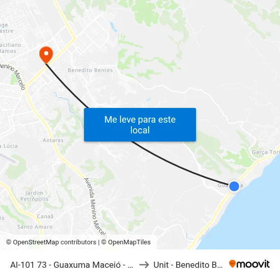 Al-101 73 - Guaxuma Maceió - Al Brasil to Unit - Benedito Bentes map