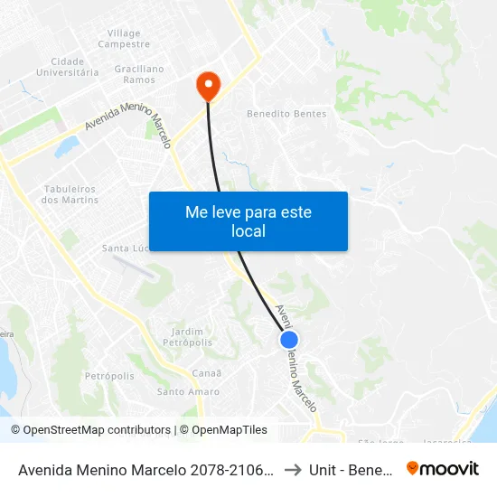 Avenida Menino Marcelo 2078-2106 - Serraria Maceió - Al Brasil to Unit - Benedito Bentes map