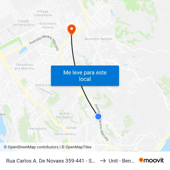 Rua Carlos A. De Novaes 359-441 - Serraria Maceió - Al 57046-775 Brasil to Unit - Benedito Bentes map
