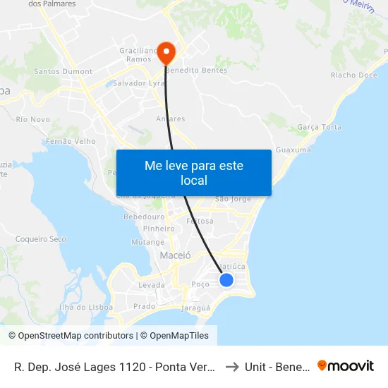 R. Dep. José Lages 1120 - Ponta Verde Maceió - Al 57035-330 Brasil to Unit - Benedito Bentes map