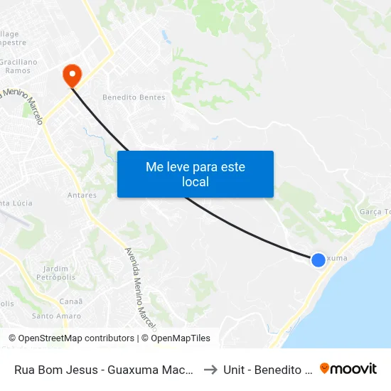 Rua Bom Jesus - Guaxuma Maceió - Al Brazil to Unit - Benedito Bentes map