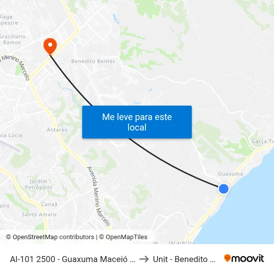 Al-101 2500 - Guaxuma Maceió - Al Brasil to Unit - Benedito Bentes map