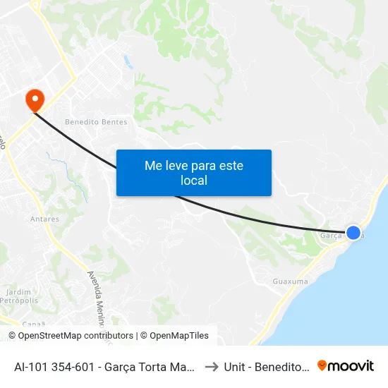 Al-101 354-601 - Garça Torta Maceió - Al Brasil to Unit - Benedito Bentes map