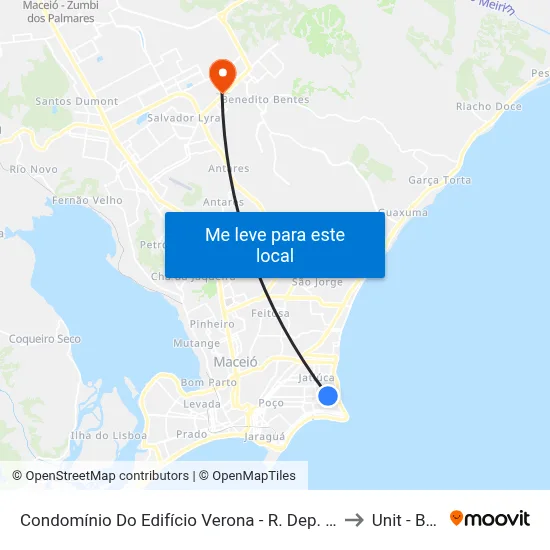 Condomínio Do Edifício Verona - R. Dep. José Lages 350 - Ponta Verde Maceió - Al 57035-330 Brasil to Unit - Benedito Bentes map