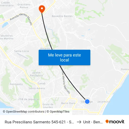 Rua Presciliano Sarmento 545-621 - São Jorge Maceió - Al 57044-130 Brasil to Unit - Benedito Bentes map