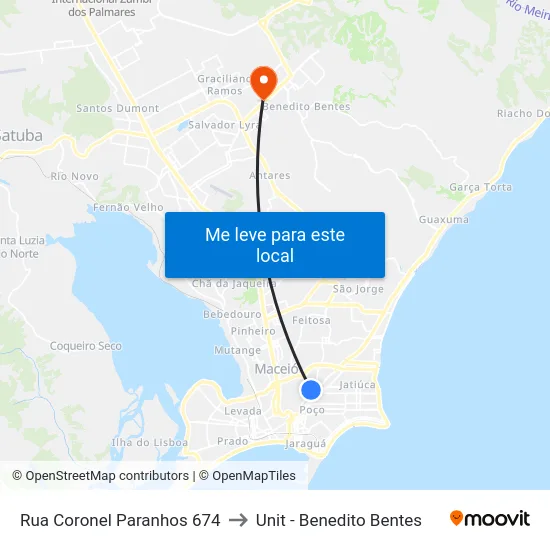 Rua Coronel Paranhos 674 to Unit - Benedito Bentes map