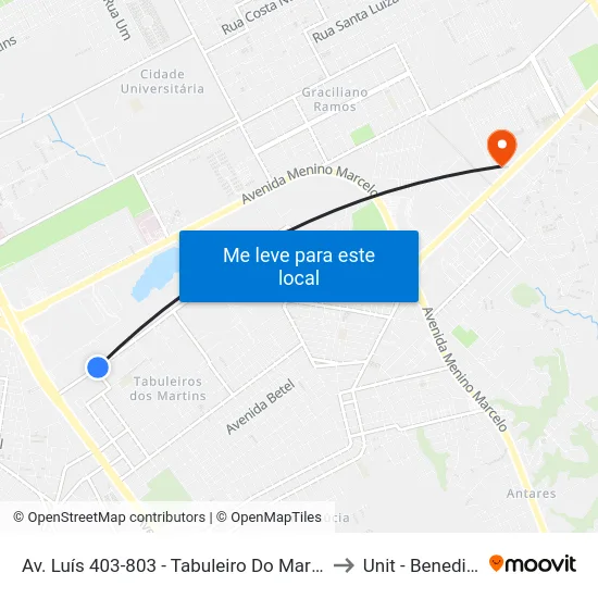 Av. Luís 403-803 - Tabuleiro Do Martins Maceió - Al Brasil to Unit - Benedito Bentes map