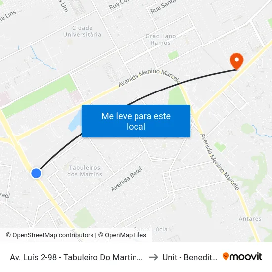 Av. Luís 2-98 - Tabuleiro Do Martins Maceió - Al Brasil to Unit - Benedito Bentes map