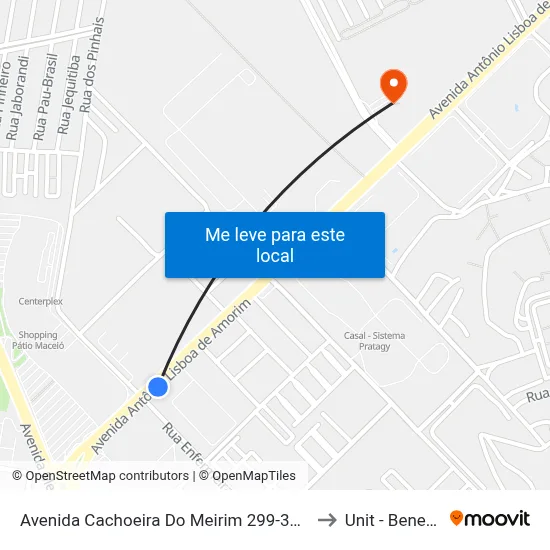 Avenida Cachoeira Do Meirim 299-395 - Antares Maceió - Al Brasil to Unit - Benedito Bentes map